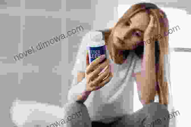 A Woman Sitting On A Bed, Looking Sad And Holding A Bottle Of Pills. All Is Fair In Love Drugs