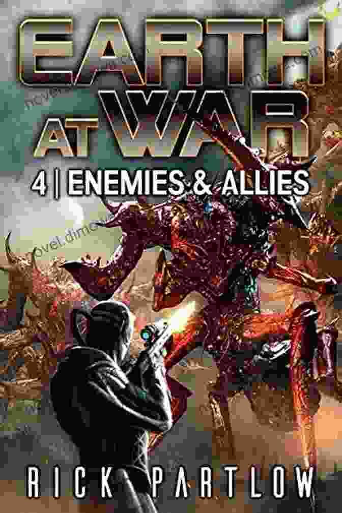 Mesmerizing Cover Of Enemies Allies Earth At War, Depicting An Intense Spacecraft Battle Against An Alien Horde Enemies Allies (Earth At War 4)